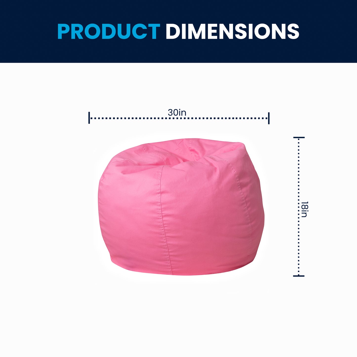 Dillon Small Solid Light Pink Refillable Bean Bag Chair for Kids and Teens Light Pink