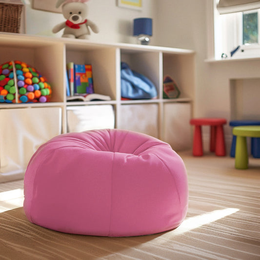 Dillon Small Solid Light Pink Refillable Bean Bag Chair for Kids and Teens Light Pink