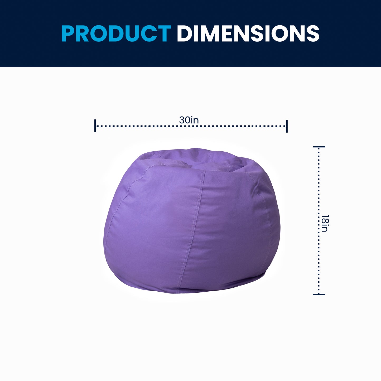 Dillon Small Solid Purple Refillable Bean Bag Chair for Kids and Teens Purple