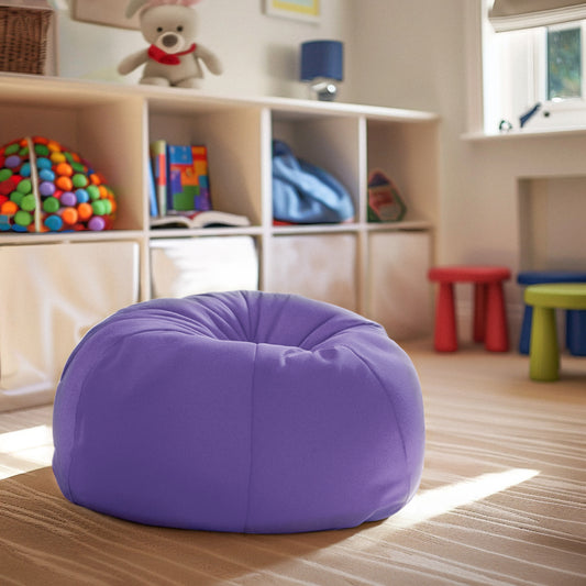 Dillon Small Solid Purple Refillable Bean Bag Chair for Kids and Teens Purple