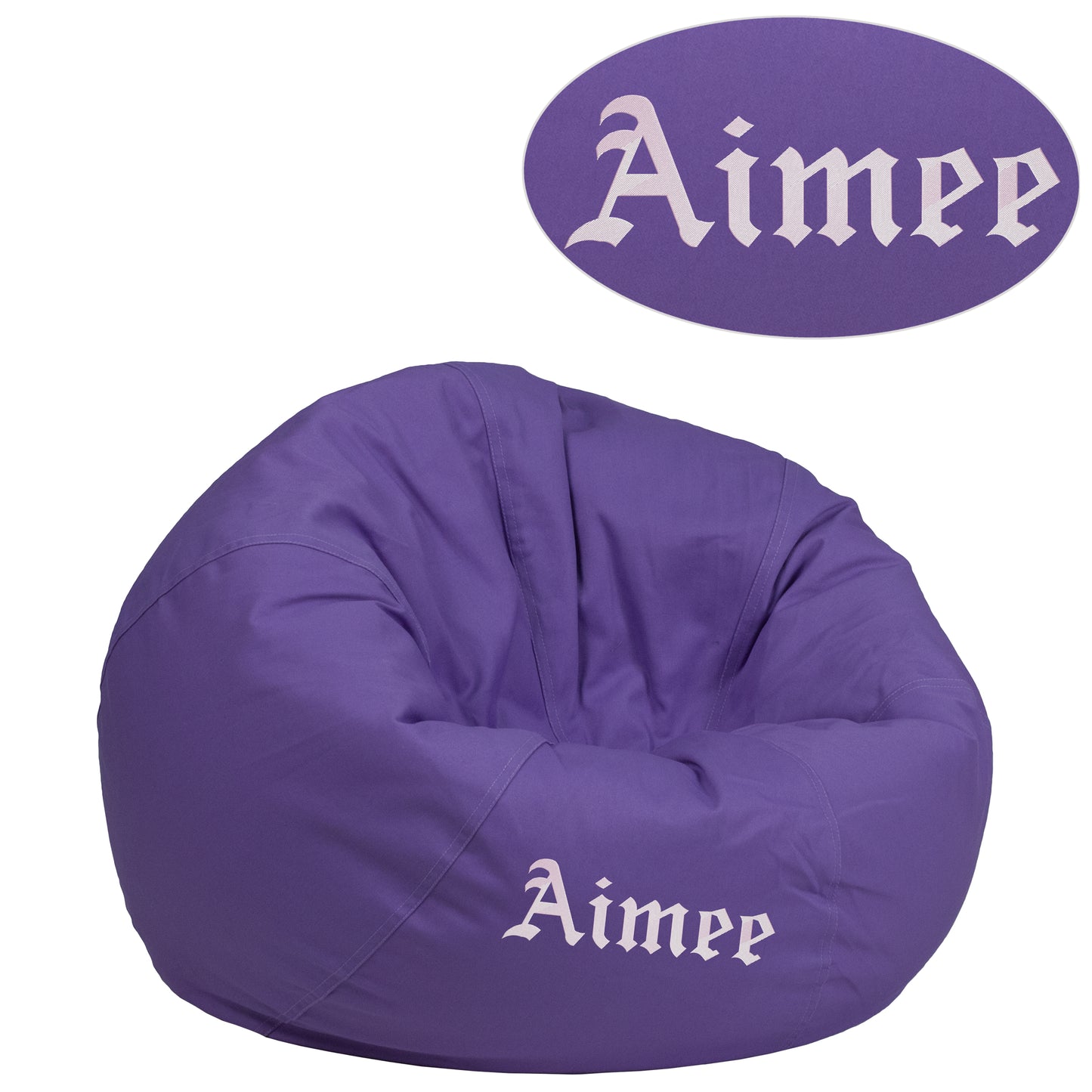 Dillon Personalized Small Solid Purple Bean Bag Chair for Kids and Teens Purple
