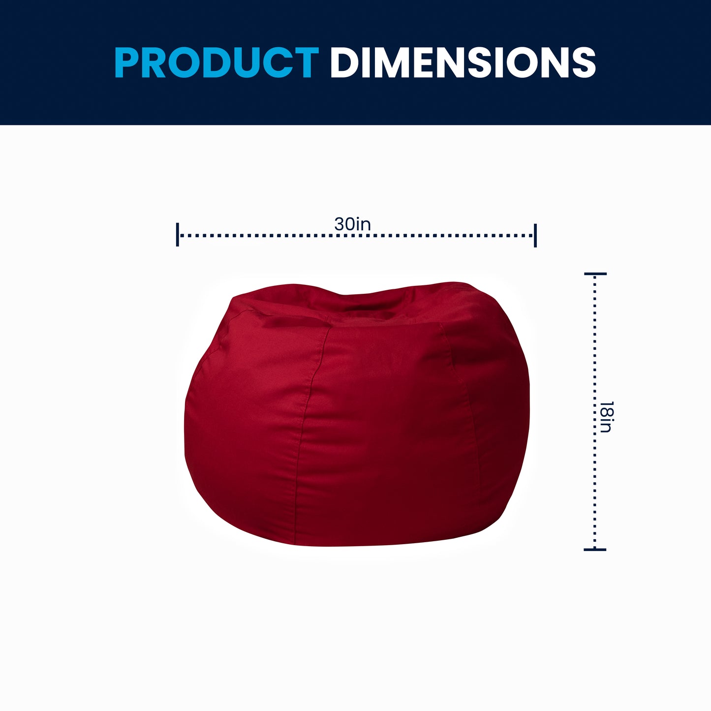 Dillon Small Solid Red Refillable Bean Bag Chair for Kids and Teens Red