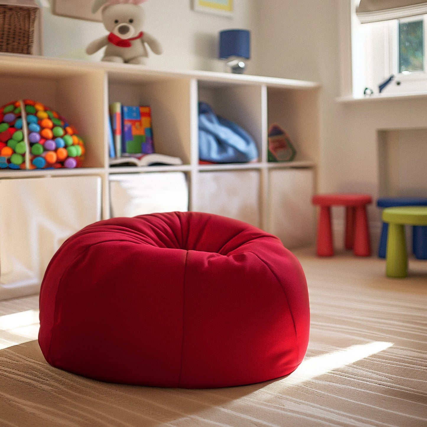 Dillon Small Solid Red Refillable Bean Bag Chair for Kids and Teens Red