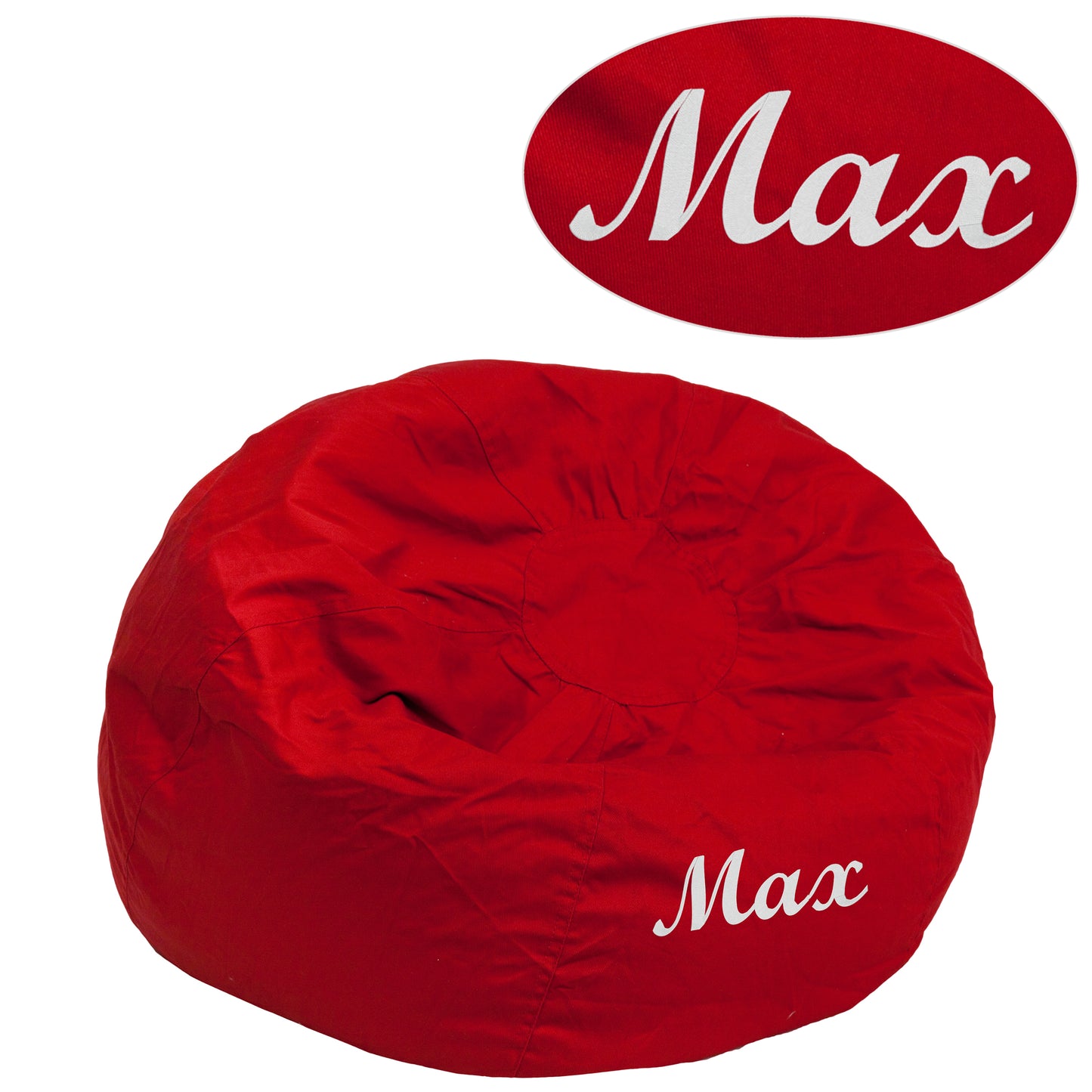 Dillon Personalized Small Solid Red Bean Bag Chair for Kids and Teens Red