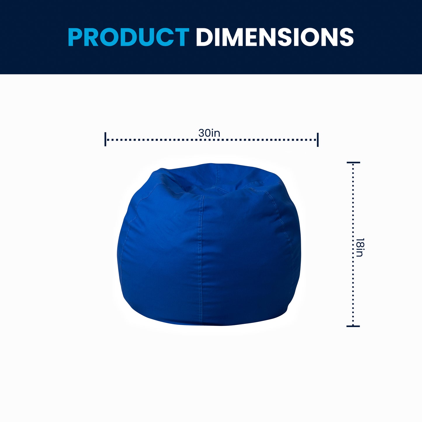 Dillon Small Solid Royal Blue Refillable Bean Bag Chair for Kids and Teens Royal Blue