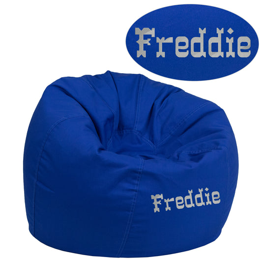 Dillon Personalized Small Solid Royal Blue Bean Bag Chair for Kids and Teens Royal Blue
