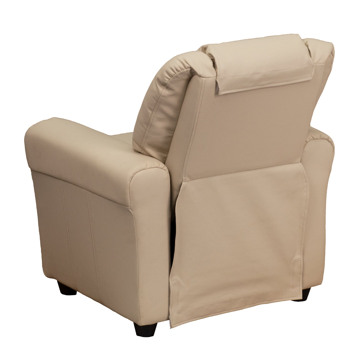 Vana Contemporary Beige Vinyl Kids Recliner with Cup Holder and Headrest Beige Vinyl