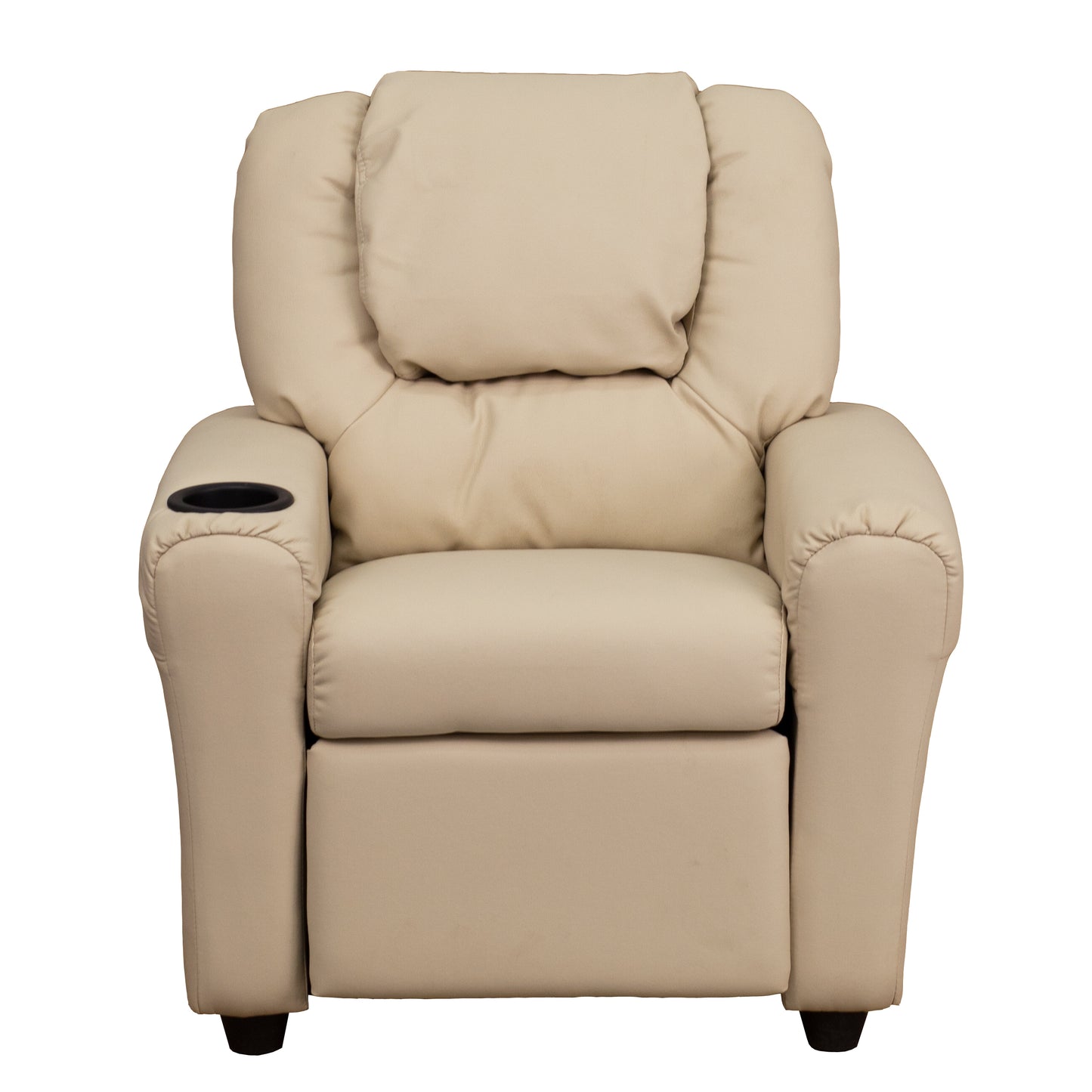 Vana Contemporary Beige Vinyl Kids Recliner with Cup Holder and Headrest Beige Vinyl