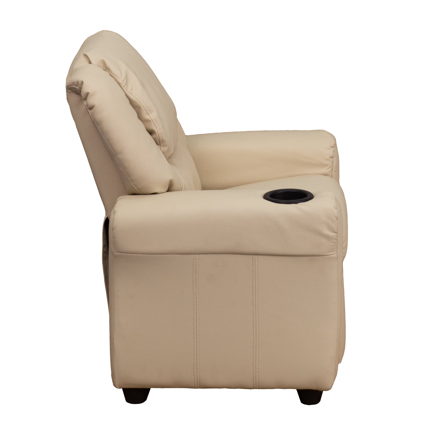 Vana Contemporary Beige Vinyl Kids Recliner with Cup Holder and Headrest Beige Vinyl