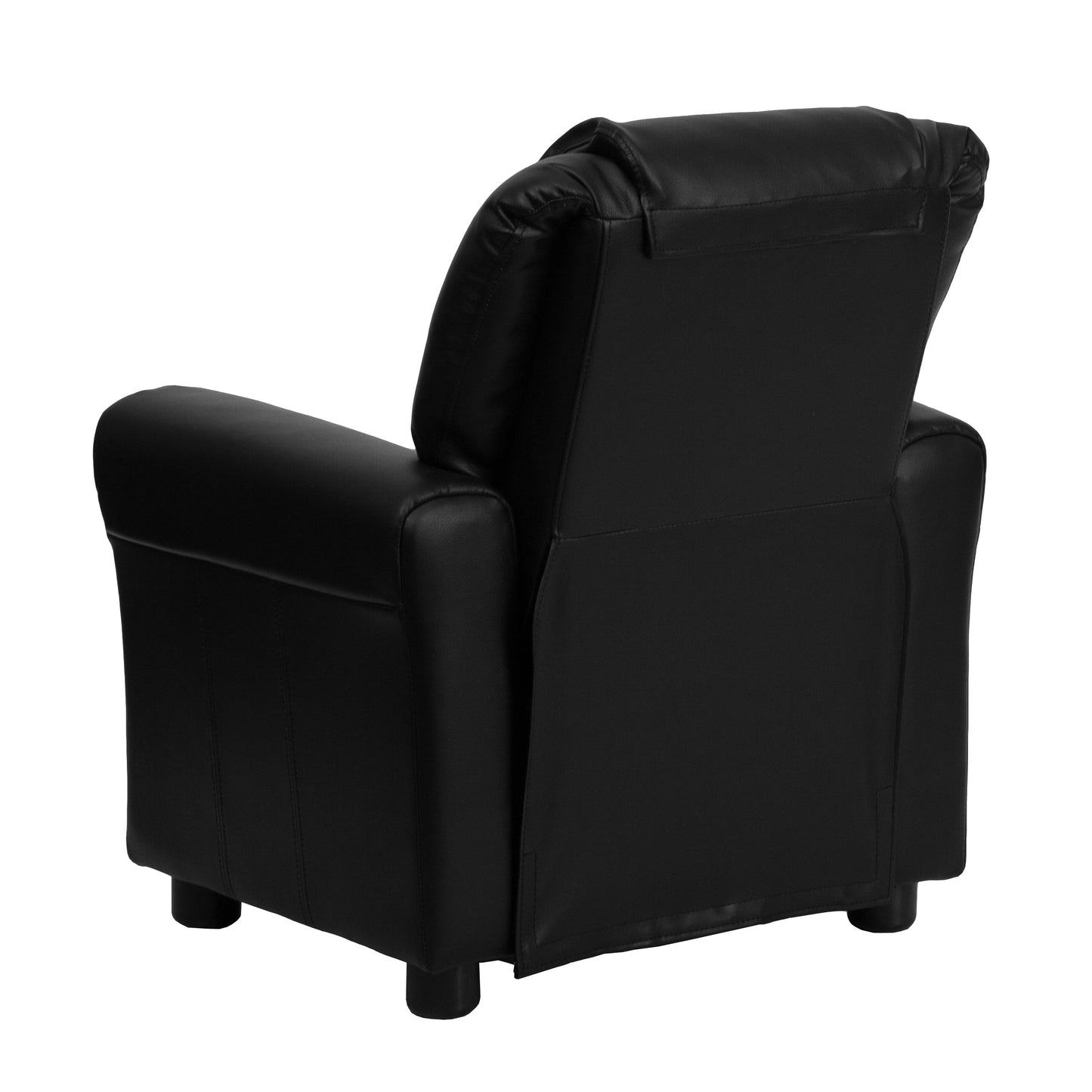 Vana Contemporary Black LeatherSoft Kids Recliner with Cup Holder and Headrest Black LeatherSoft