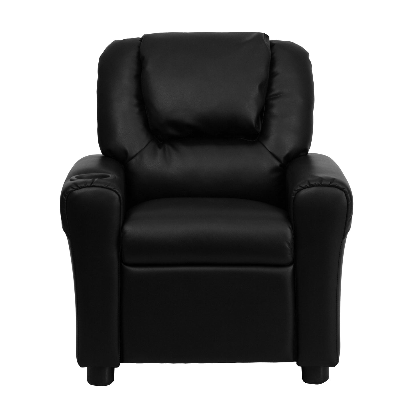 Vana Contemporary Black LeatherSoft Kids Recliner with Cup Holder and Headrest Black LeatherSoft