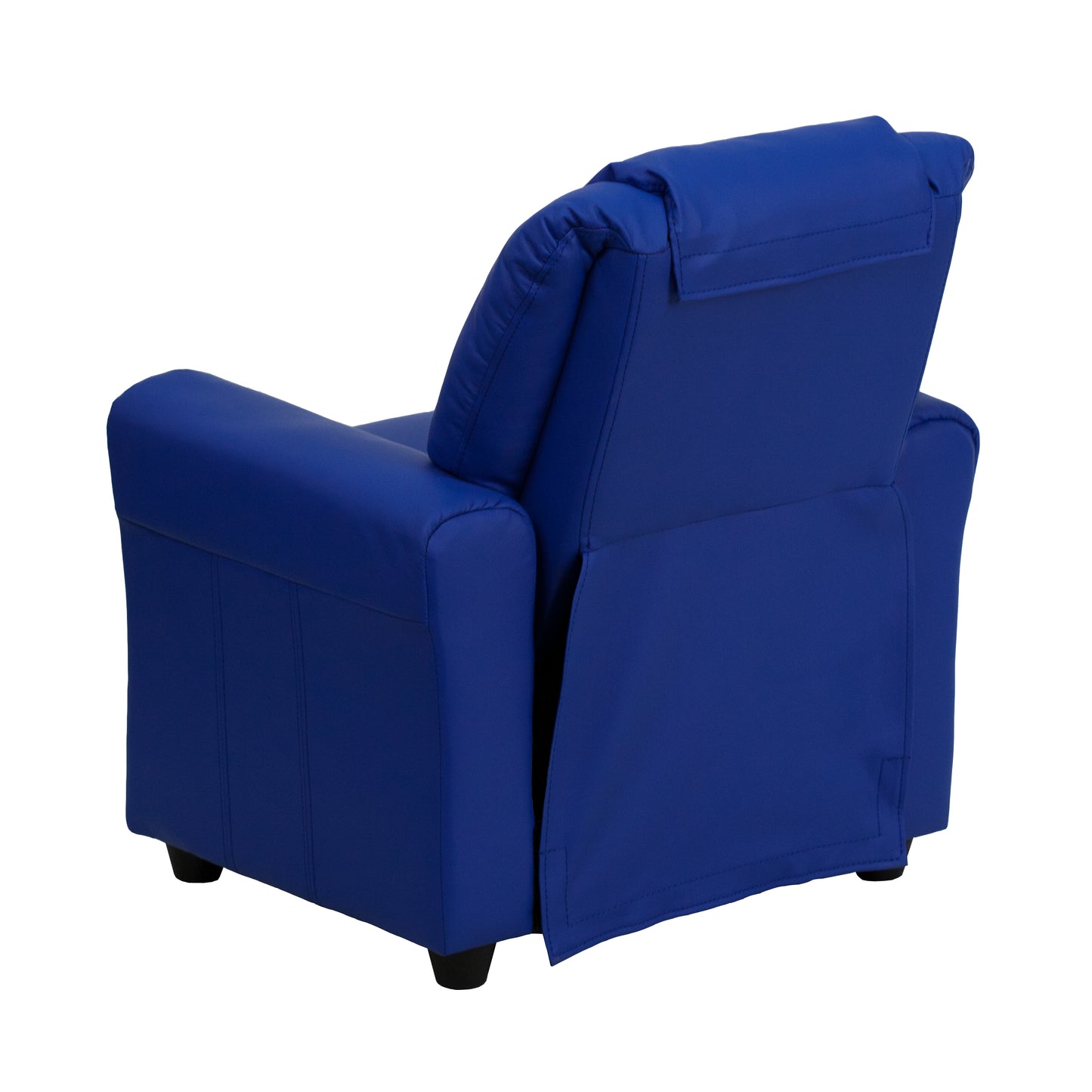 Vana Contemporary Blue Vinyl Kids Recliner with Cup Holder and Headrest Blue Vinyl