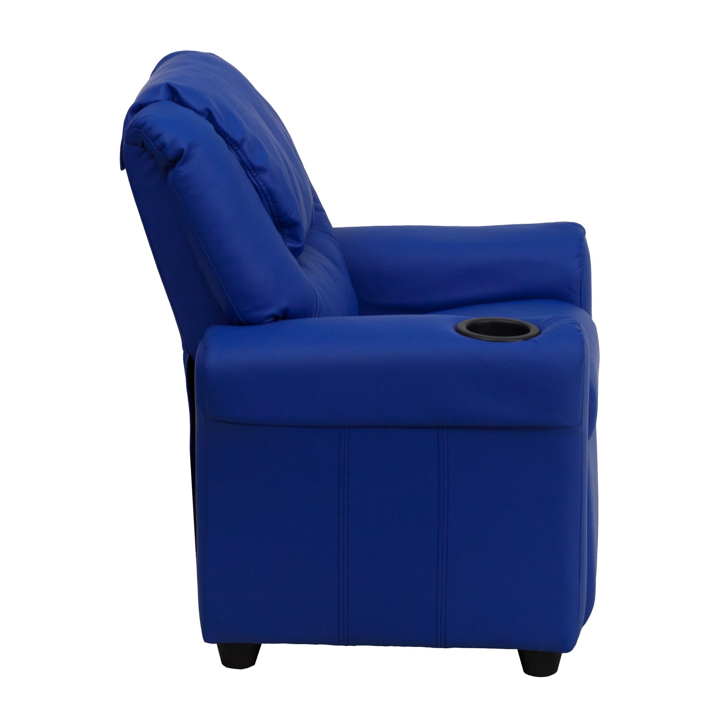 Vana Contemporary Blue Vinyl Kids Recliner with Cup Holder and Headrest Blue Vinyl