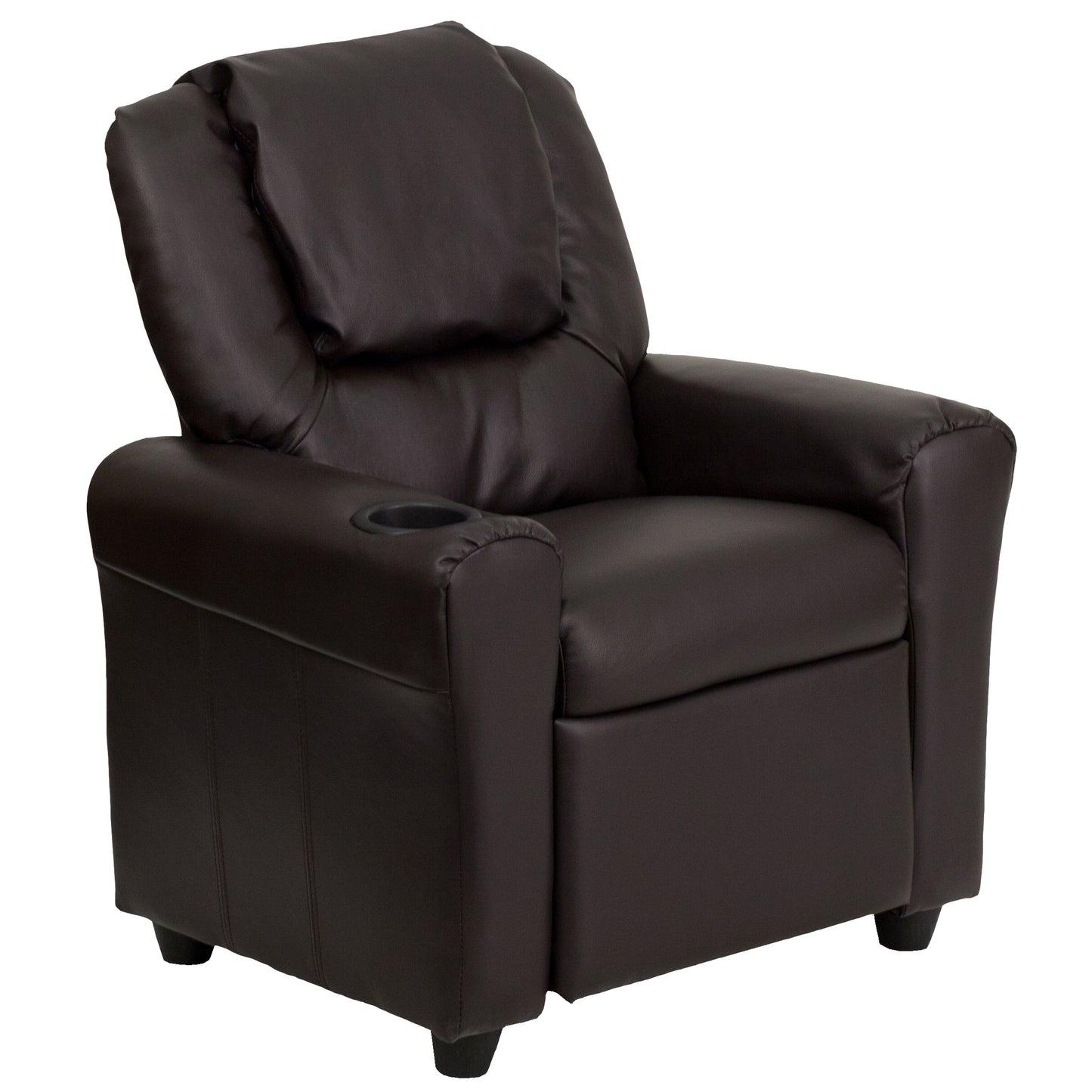 Vana Contemporary Brown LeatherSoft Kids Recliner with Cup Holder and Headrest Brown LeatherSoft