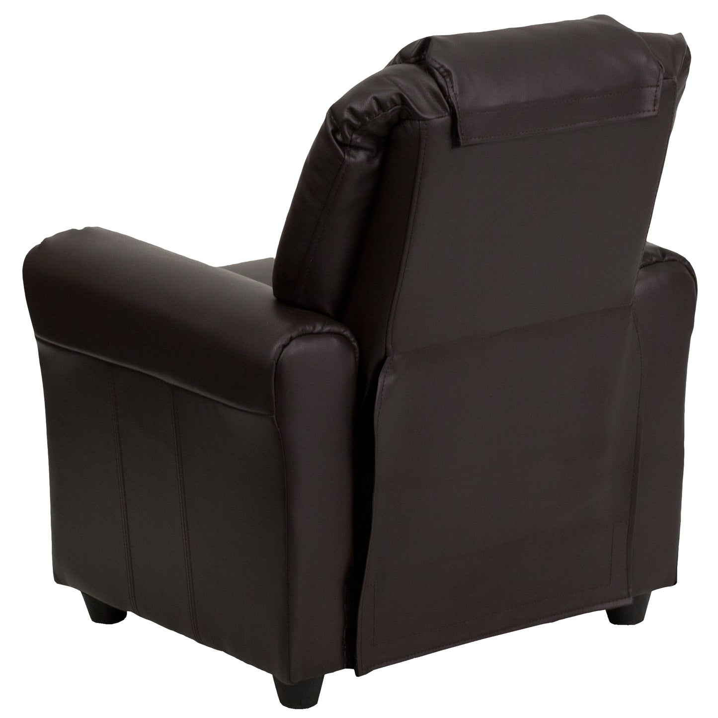 Vana Contemporary Brown LeatherSoft Kids Recliner with Cup Holder and Headrest Brown LeatherSoft