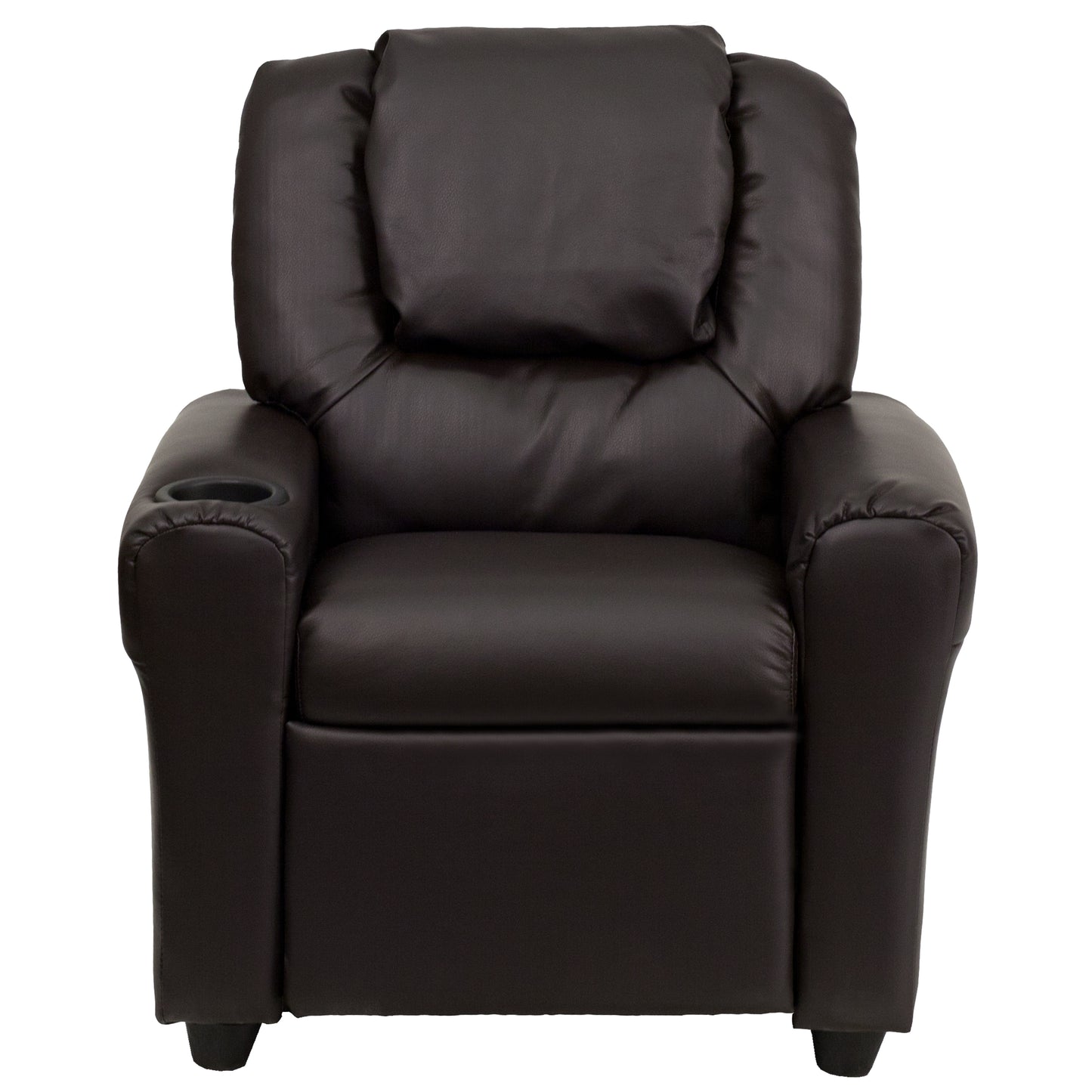 Vana Contemporary Brown LeatherSoft Kids Recliner with Cup Holder and Headrest Brown LeatherSoft