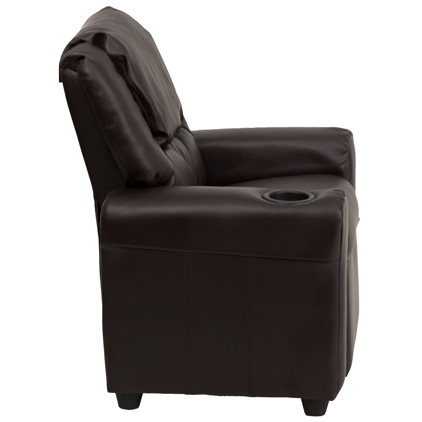Vana Contemporary Brown LeatherSoft Kids Recliner with Cup Holder and Headrest Brown LeatherSoft