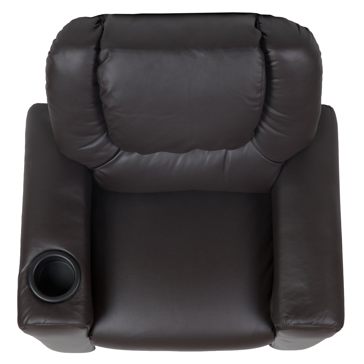 Vana Contemporary Brown LeatherSoft Kids Recliner with Cup Holder and Headrest Brown LeatherSoft
