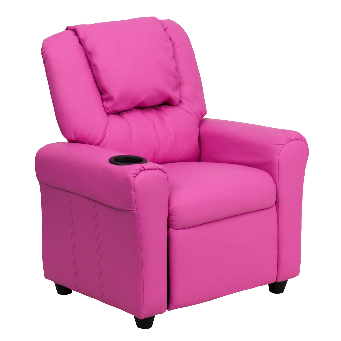 Vana Contemporary Hot Pink Vinyl Kids Recliner with Cup Holder and Headrest Hot Pink Vinyl