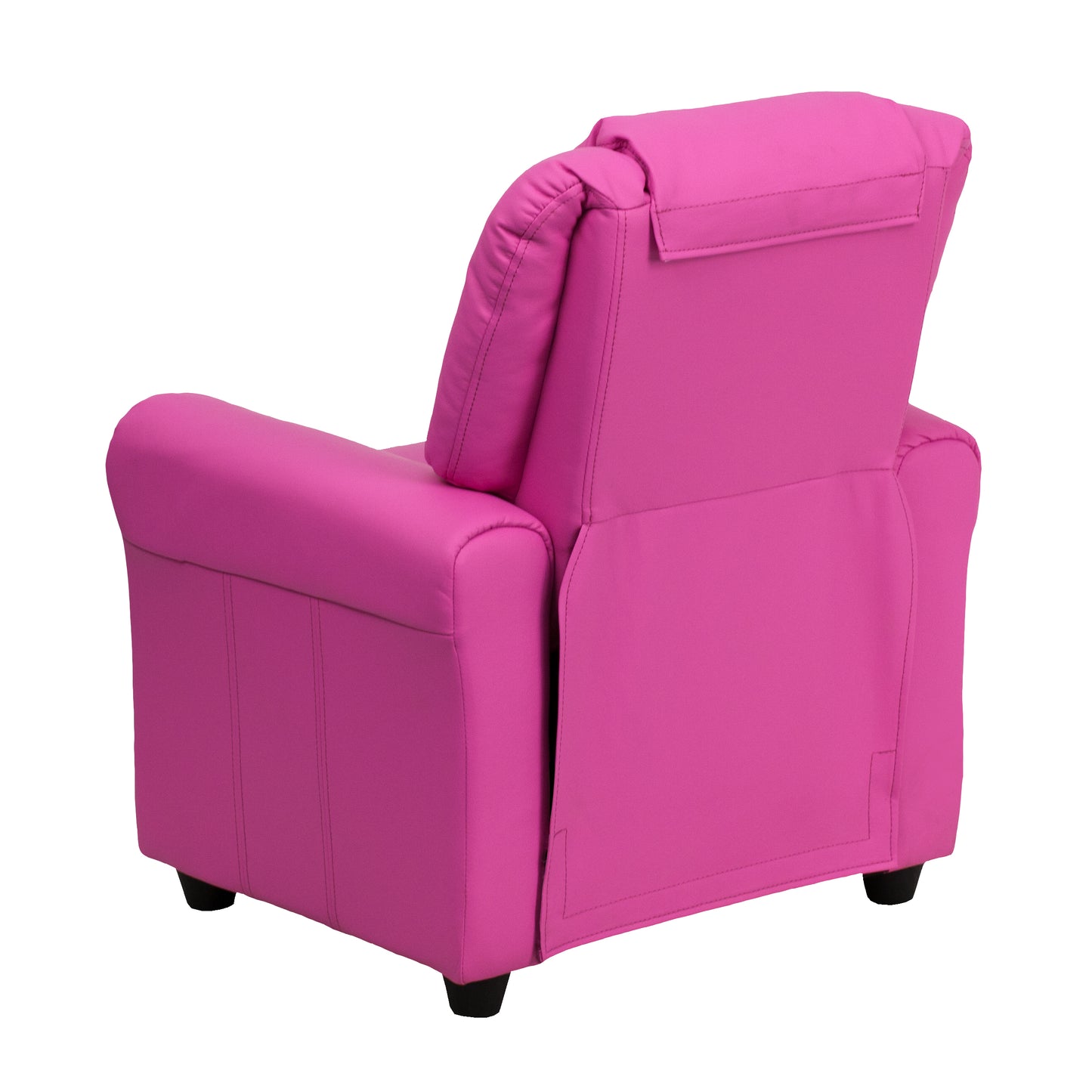 Vana Contemporary Hot Pink Vinyl Kids Recliner with Cup Holder and Headrest Hot Pink Vinyl