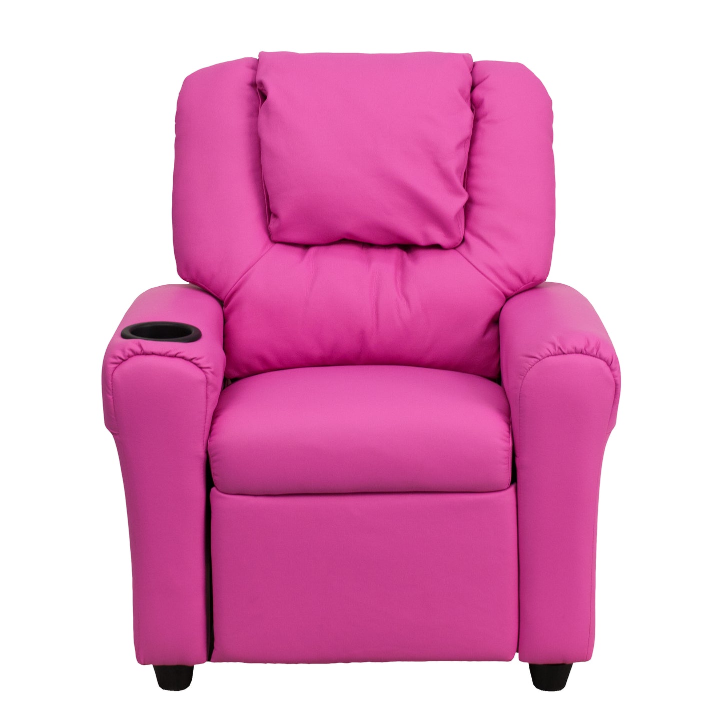 Vana Contemporary Hot Pink Vinyl Kids Recliner with Cup Holder and Headrest Hot Pink Vinyl