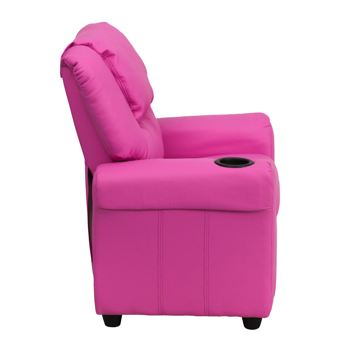 Vana Contemporary Hot Pink Vinyl Kids Recliner with Cup Holder and Headrest Hot Pink Vinyl