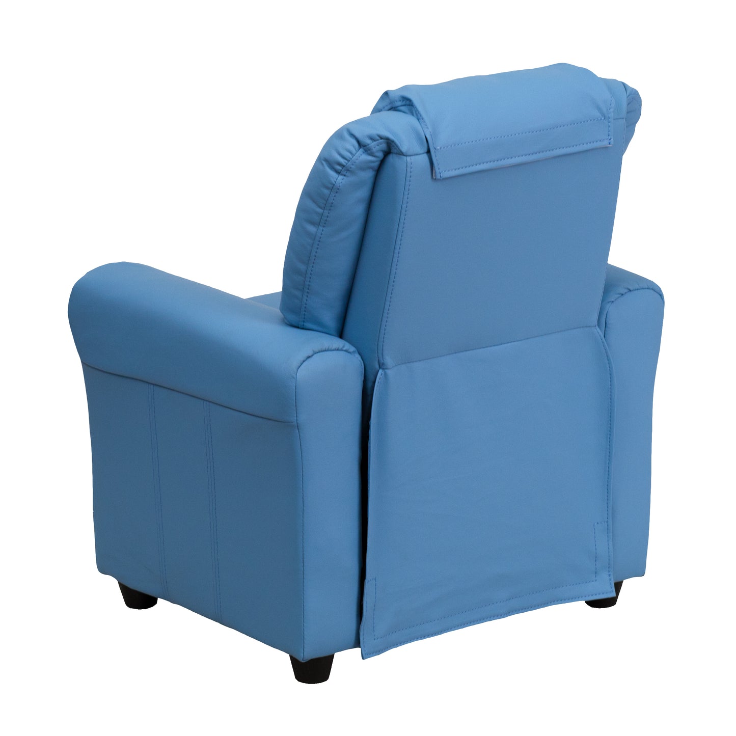 Vana Contemporary Light Blue Vinyl Kids Recliner with Cup Holder and Headrest Light Blue Vinyl