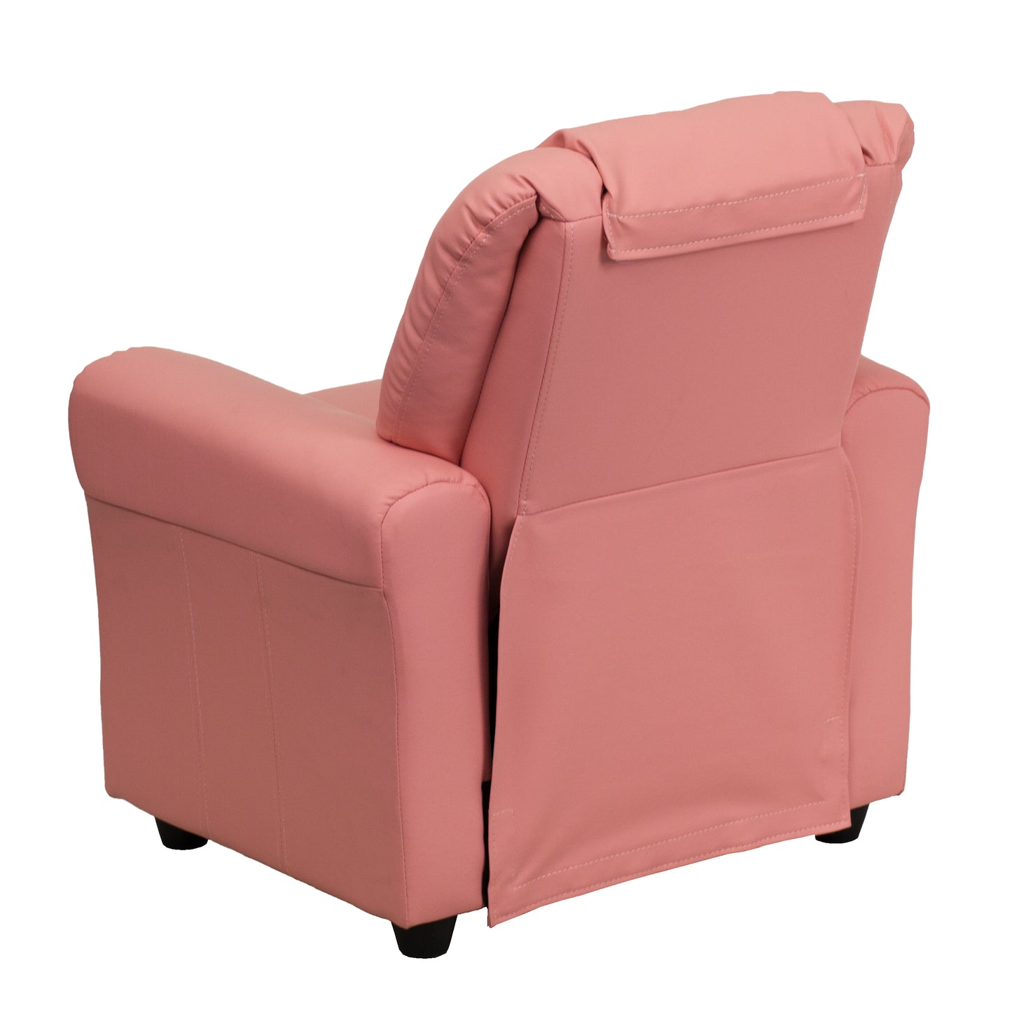 Vana Contemporary Pink Vinyl Kids Recliner with Cup Holder and Headrest Pink Vinyl