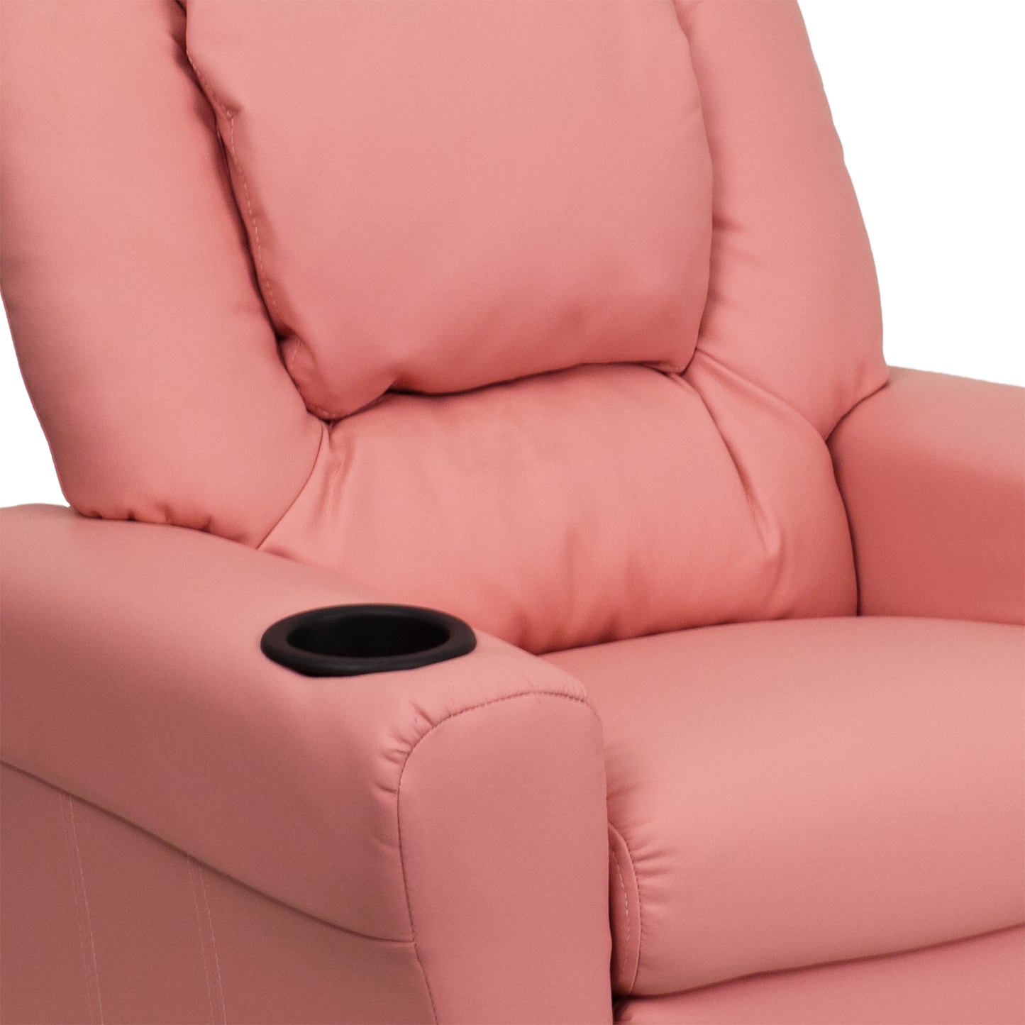 Vana Contemporary Pink Vinyl Kids Recliner with Cup Holder and Headrest Pink Vinyl