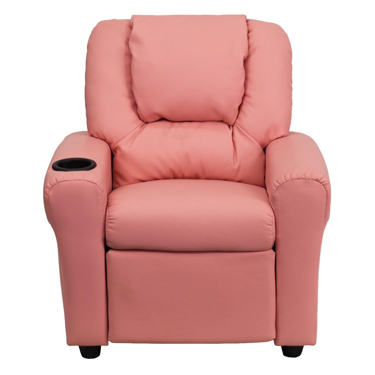 Vana Contemporary Pink Vinyl Kids Recliner with Cup Holder and Headrest Pink Vinyl