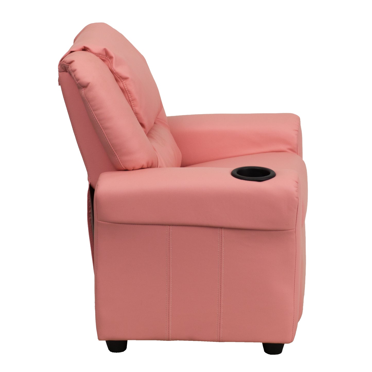Vana Contemporary Pink Vinyl Kids Recliner with Cup Holder and Headrest Pink Vinyl