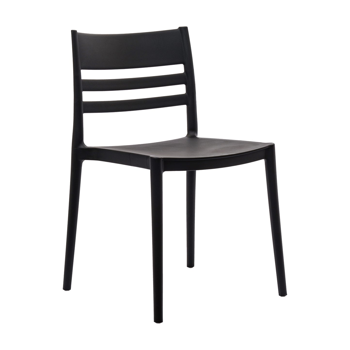 Bridgeport Indoor-Outdoor Stacking Patio Chair with Slatted Backrest, Commercial All-Weather Resin Chair in Black Black