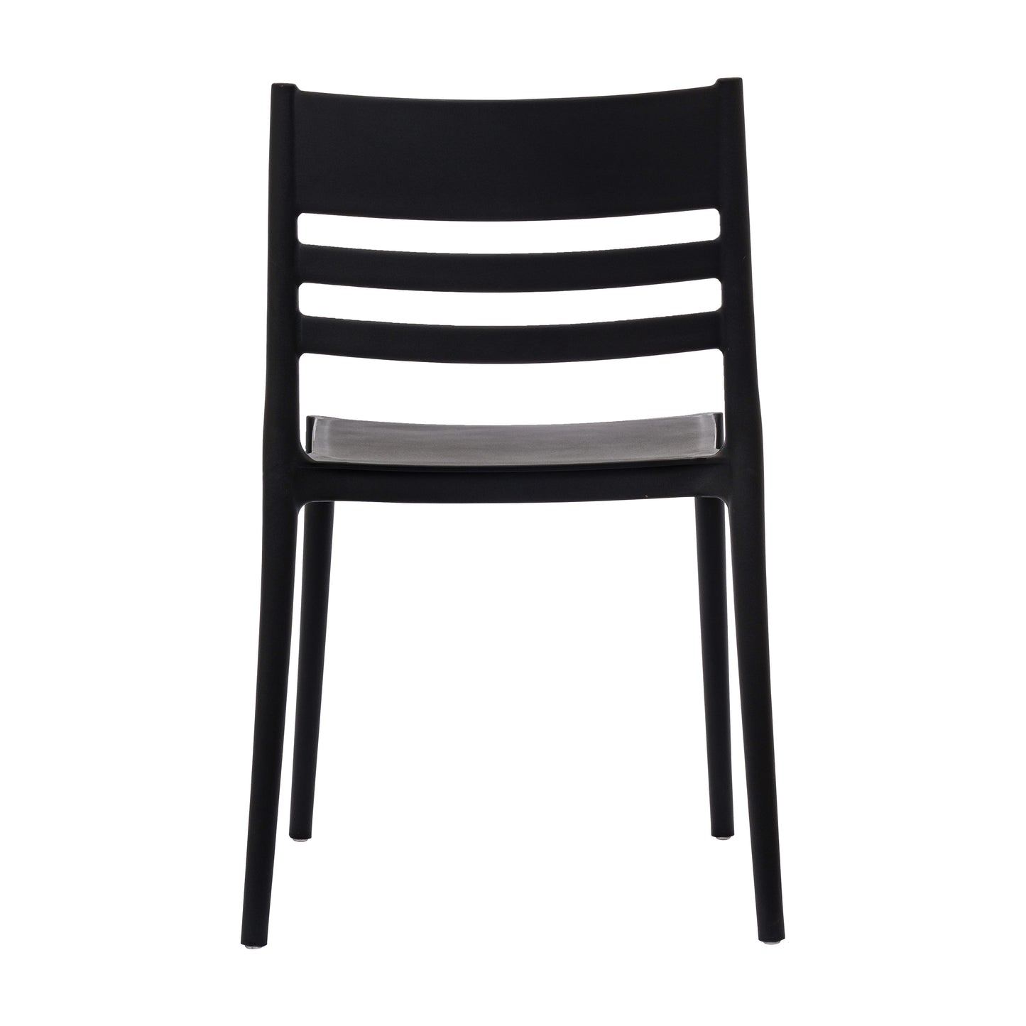 Bridgeport Indoor-Outdoor Stacking Patio Chair with Slatted Backrest, Commercial All-Weather Resin Chair in Black Black