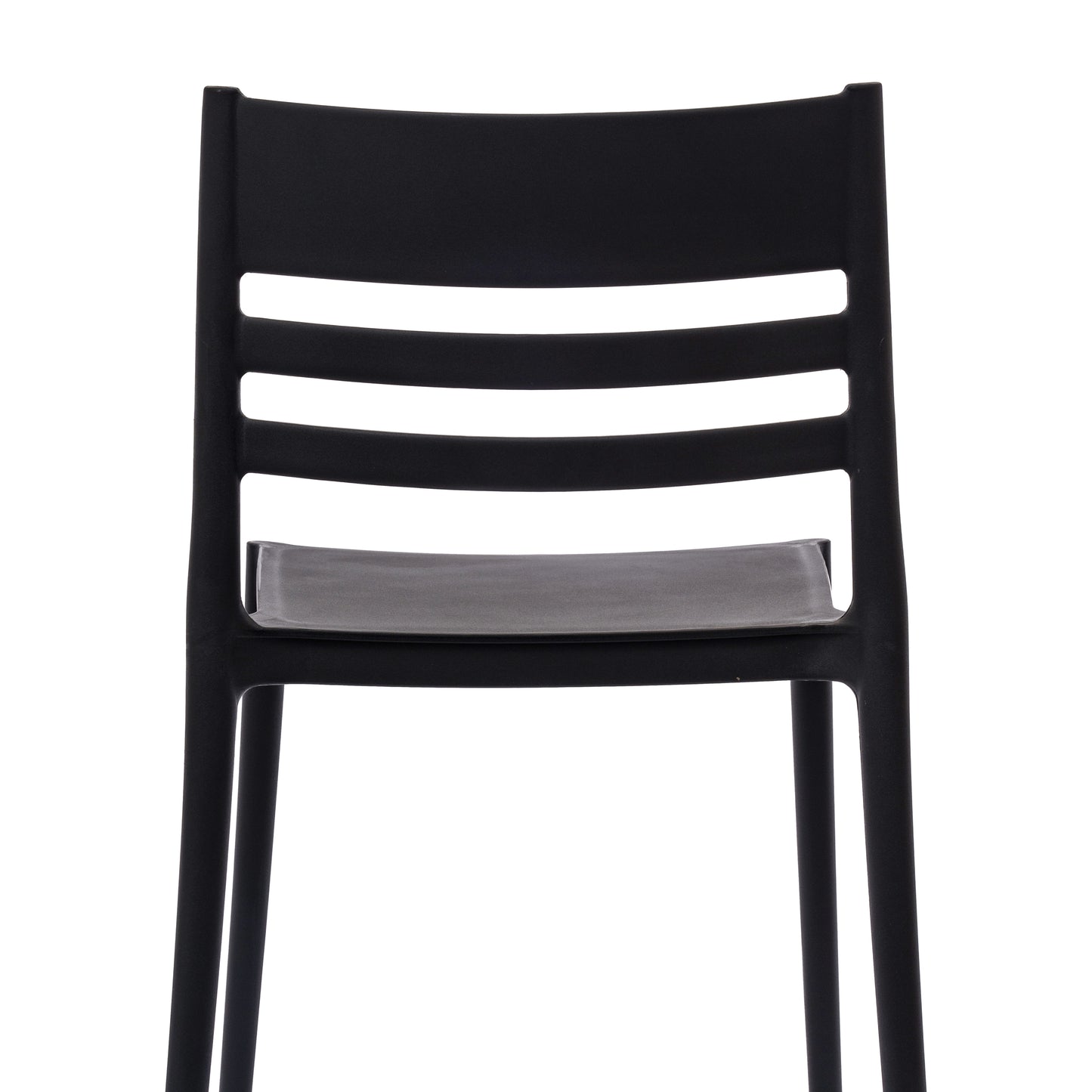Bridgeport Indoor-Outdoor Stacking Patio Chair with Slatted Backrest, Commercial All-Weather Resin Chair in Black Black