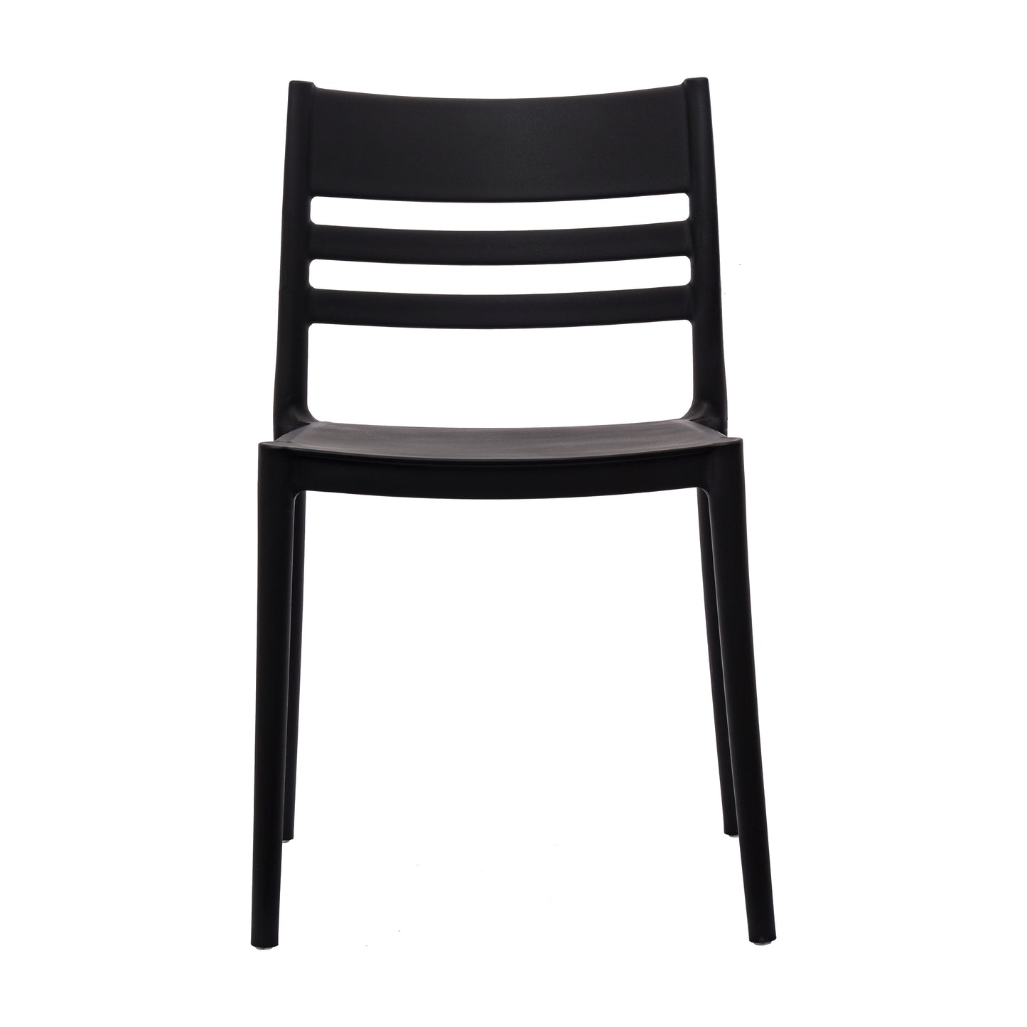 Bridgeport Indoor-Outdoor Stacking Patio Chair with Slatted Backrest, Commercial All-Weather Resin Chair in Black Black