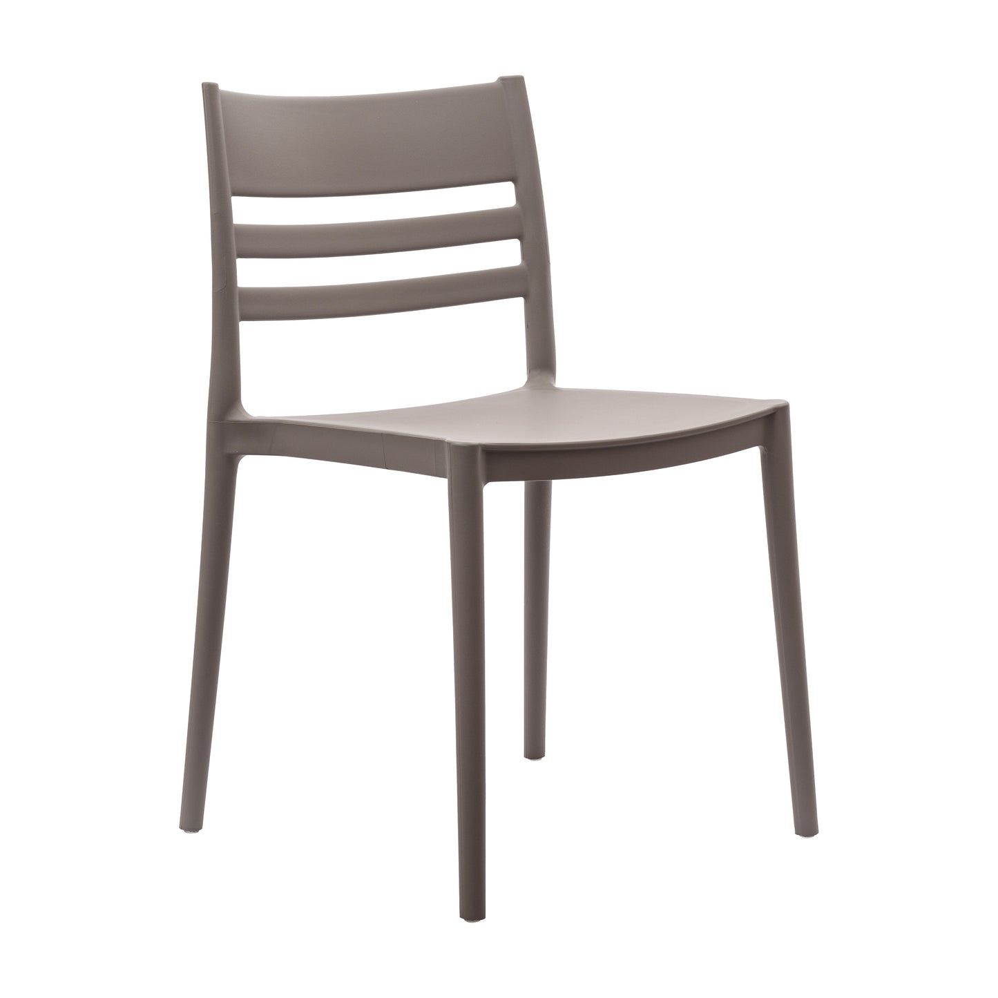 Bridgeport Indoor-Outdoor Stacking Patio Chair with Slatted Backrest, Commercial All-Weather Resin Chair in Gray Gray