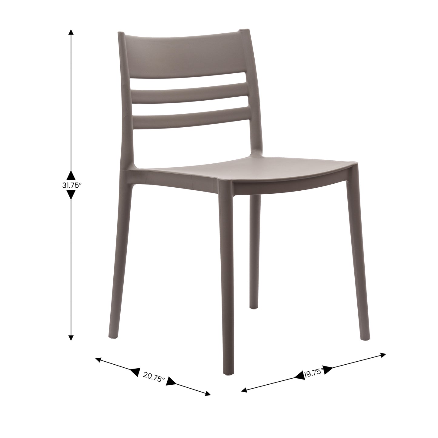 Bridgeport Indoor-Outdoor Stacking Patio Chair with Slatted Backrest, Commercial All-Weather Resin Chair in Gray Gray