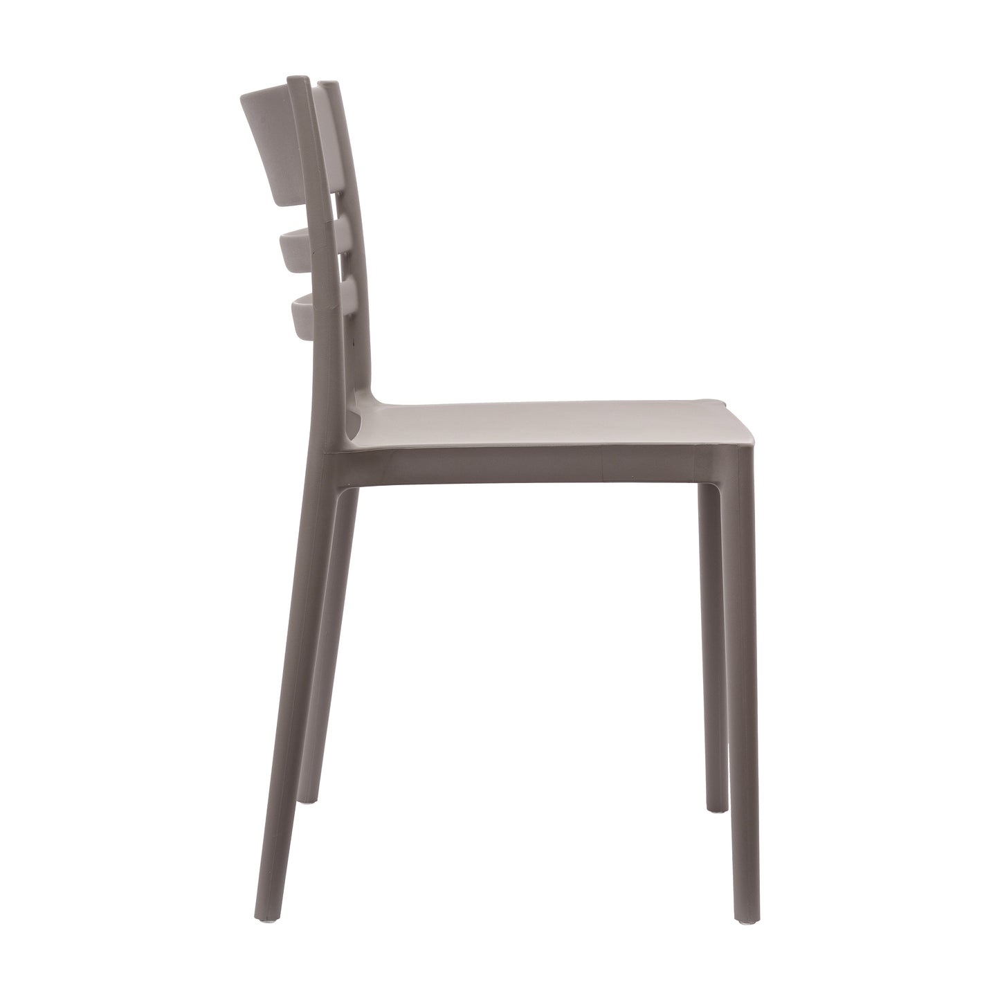 Bridgeport Indoor-Outdoor Stacking Patio Chair with Slatted Backrest, Commercial All-Weather Resin Chair in Gray Gray