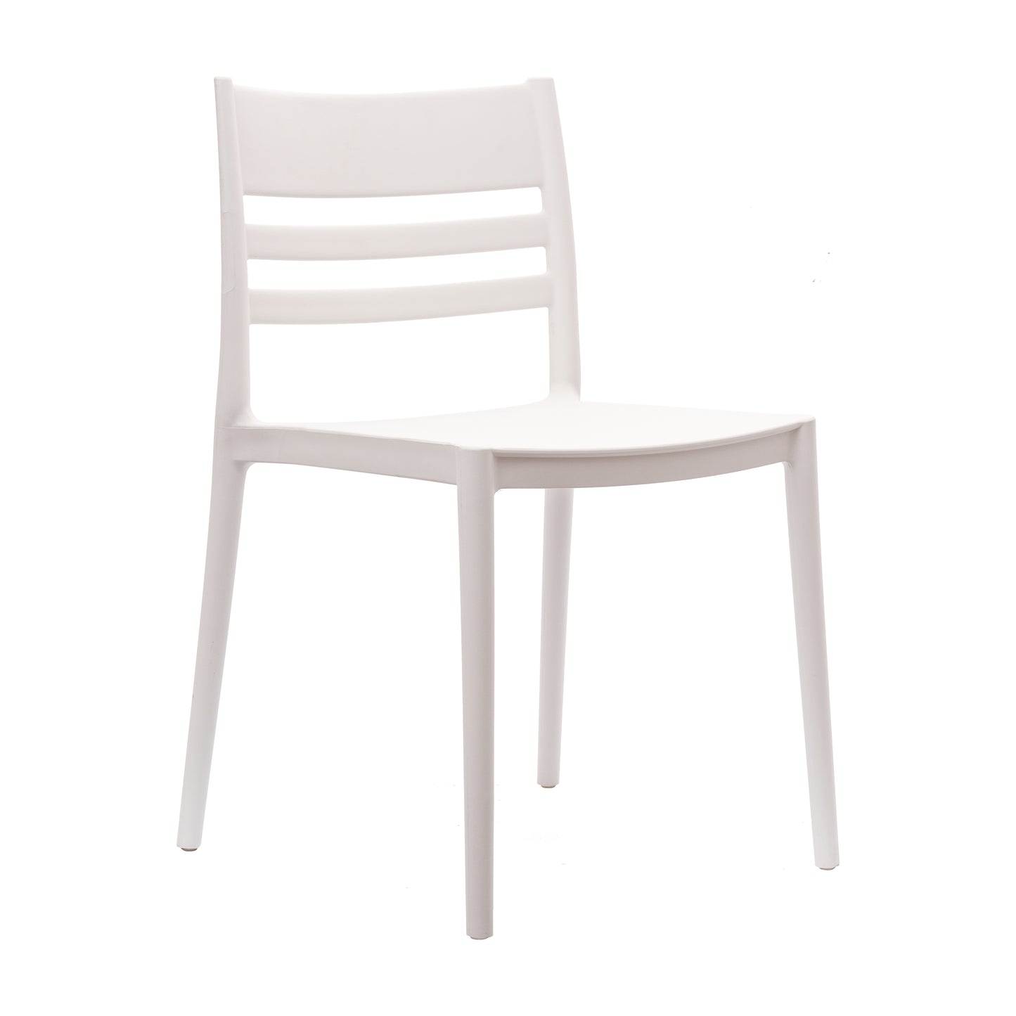 Bridgeport Indoor-Outdoor Stacking Patio Chair with Slatted Backrest, Commercial All-Weather Resin Chair in White White