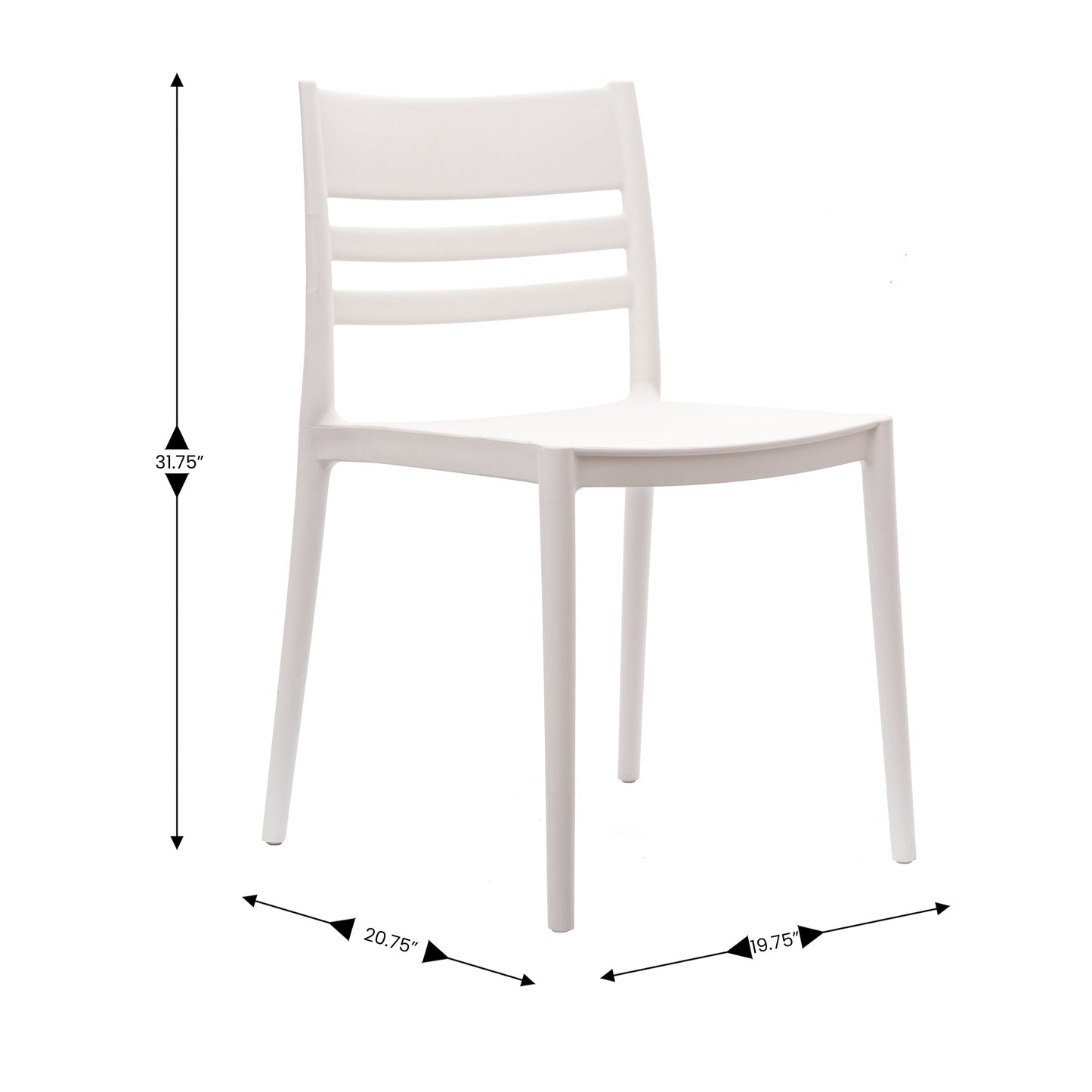 Bridgeport Indoor-Outdoor Stacking Patio Chair with Slatted Backrest, Commercial All-Weather Resin Chair in White White