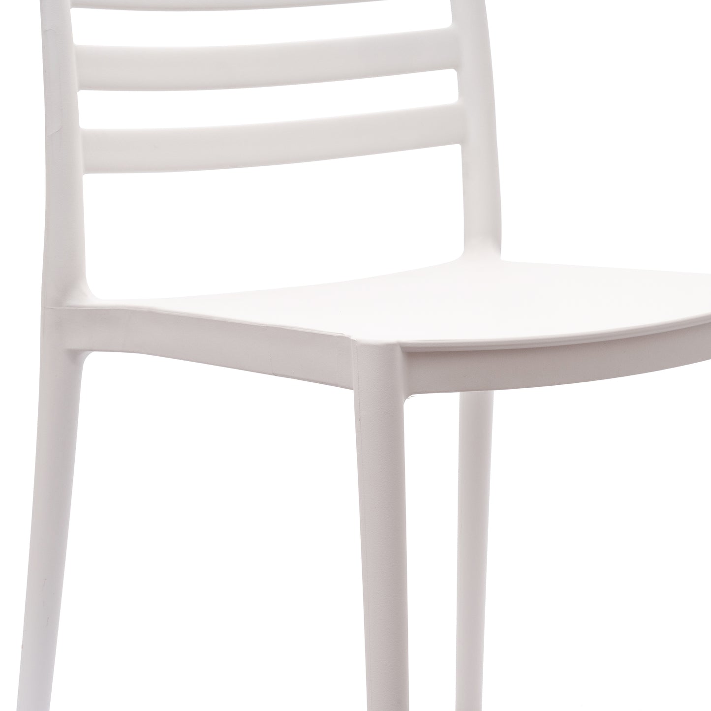 Bridgeport Indoor-Outdoor Stacking Patio Chair with Slatted Backrest, Commercial All-Weather Resin Chair in White White