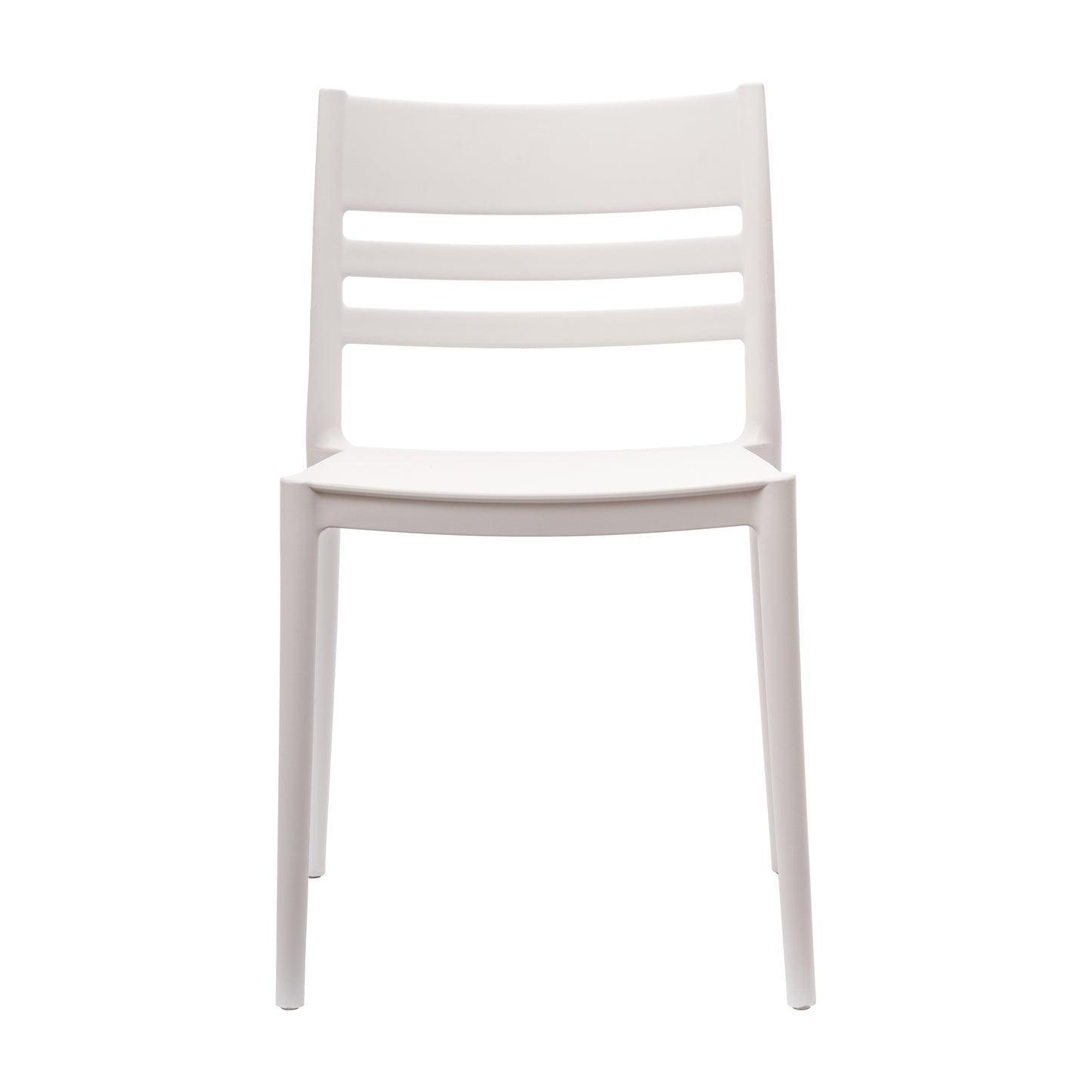 Bridgeport Indoor-Outdoor Stacking Patio Chair with Slatted Backrest, Commercial All-Weather Resin Chair in White White