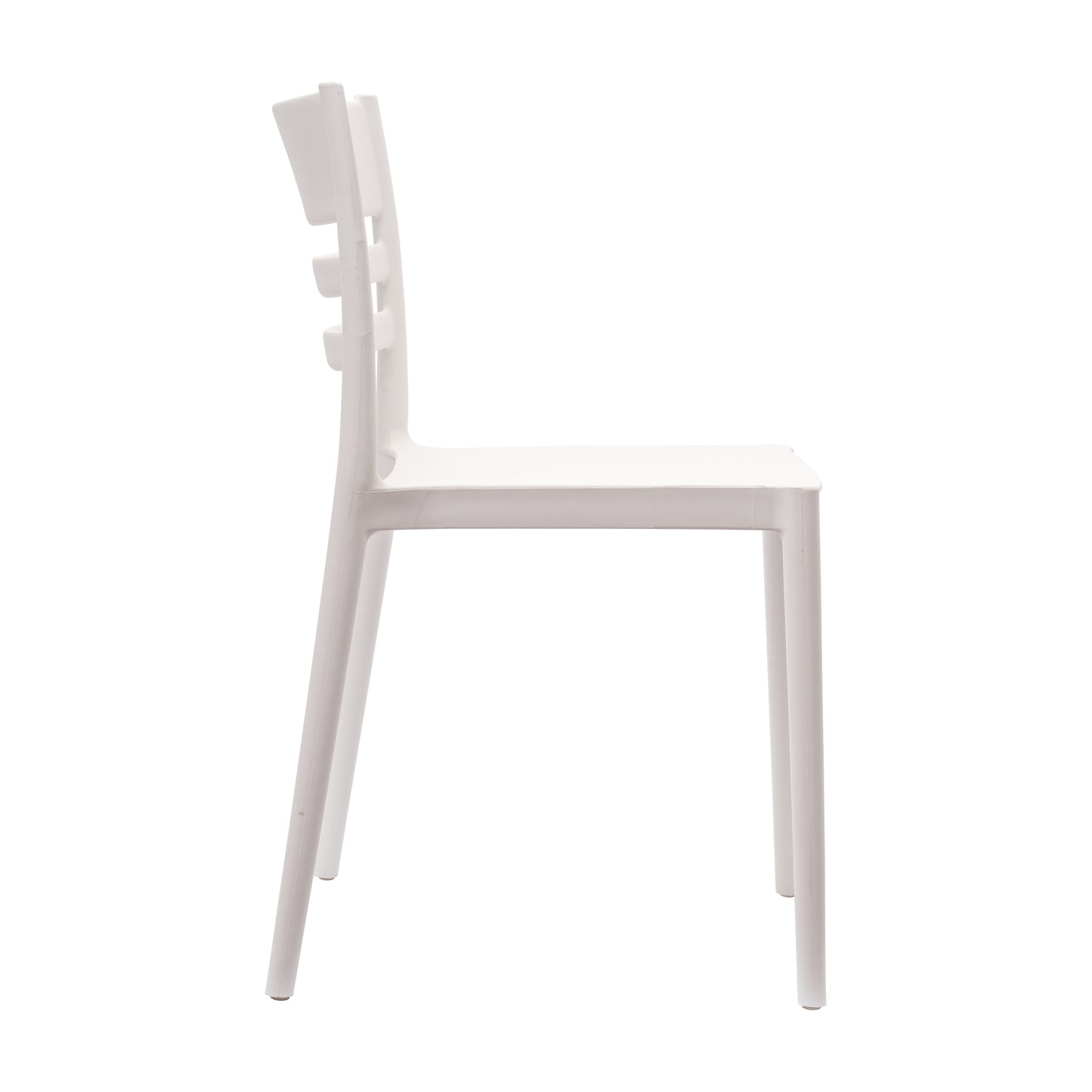 Bridgeport Indoor-Outdoor Stacking Patio Chair with Slatted Backrest, Commercial All-Weather Resin Chair in White White