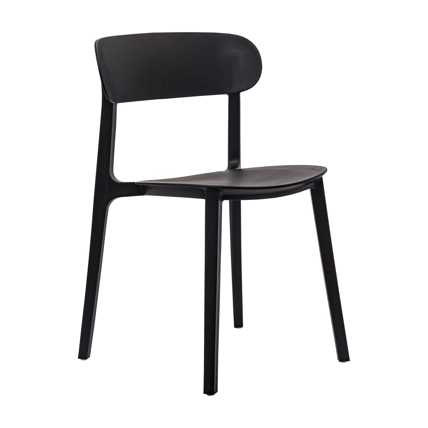 Dover Indoor-Outdoor Stacking Patio Chair with Curved Backrest, Commercial All-Weather Resin Chair in Black Black