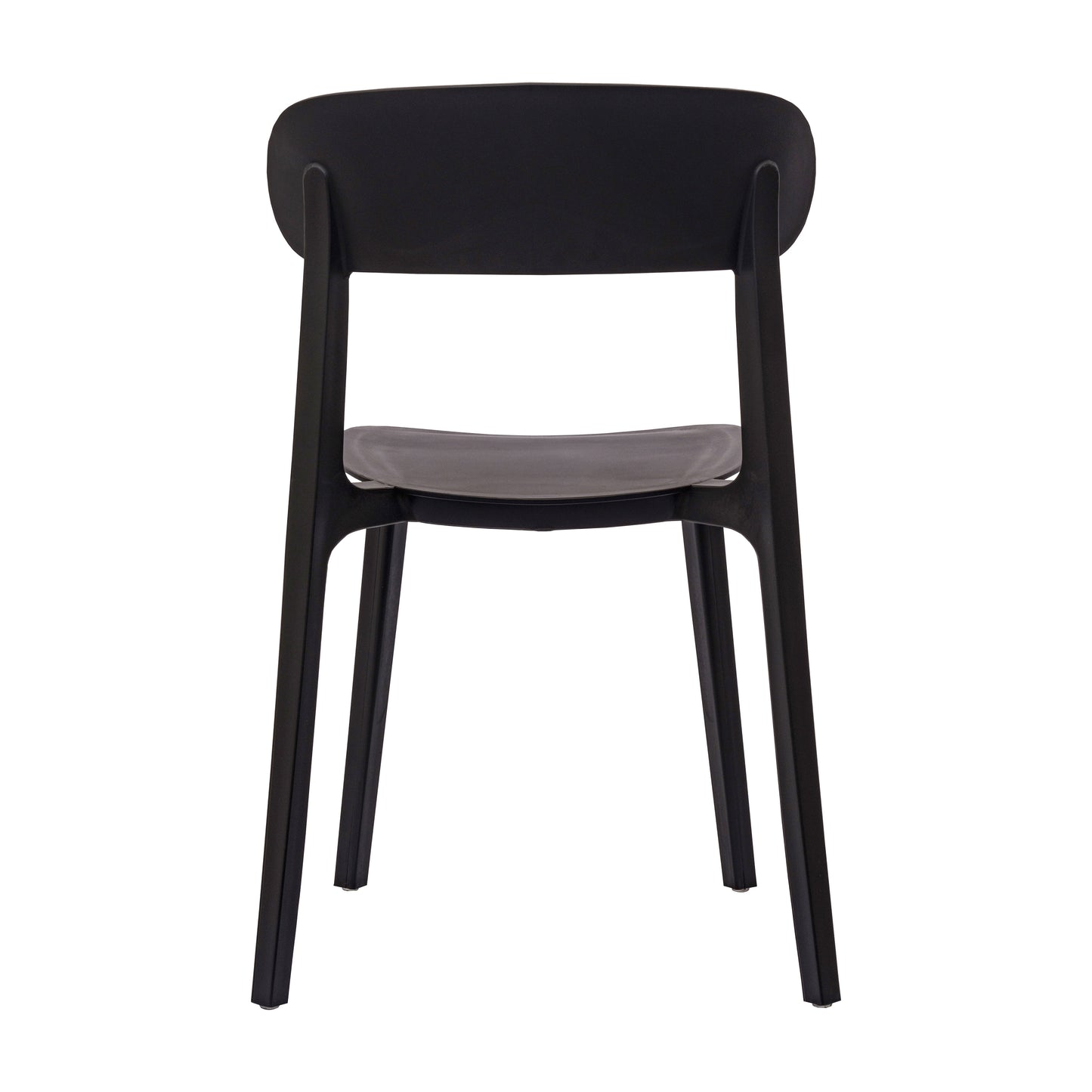 Dover Indoor-Outdoor Stacking Patio Chair with Curved Backrest, Commercial All-Weather Resin Chair in Black Black