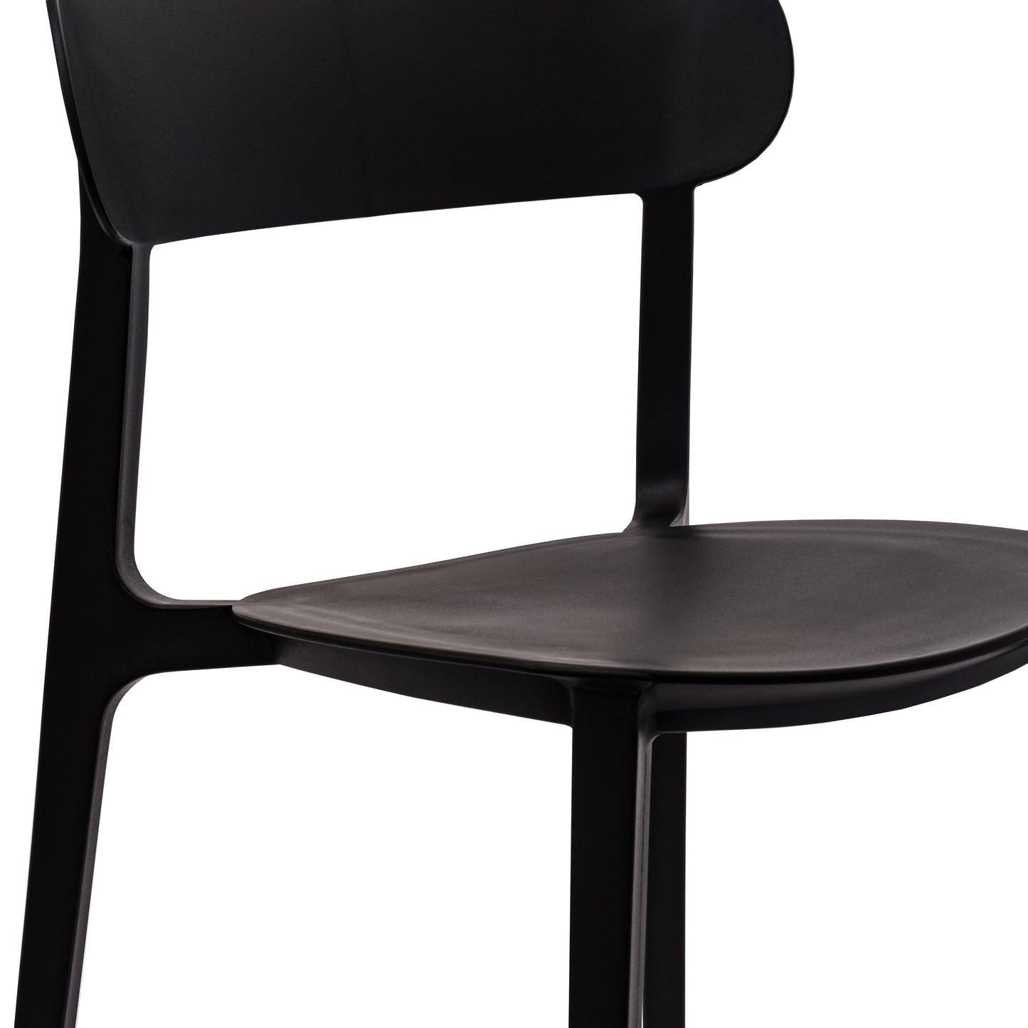 Dover Indoor-Outdoor Stacking Patio Chair with Curved Backrest, Commercial All-Weather Resin Chair in Black Black