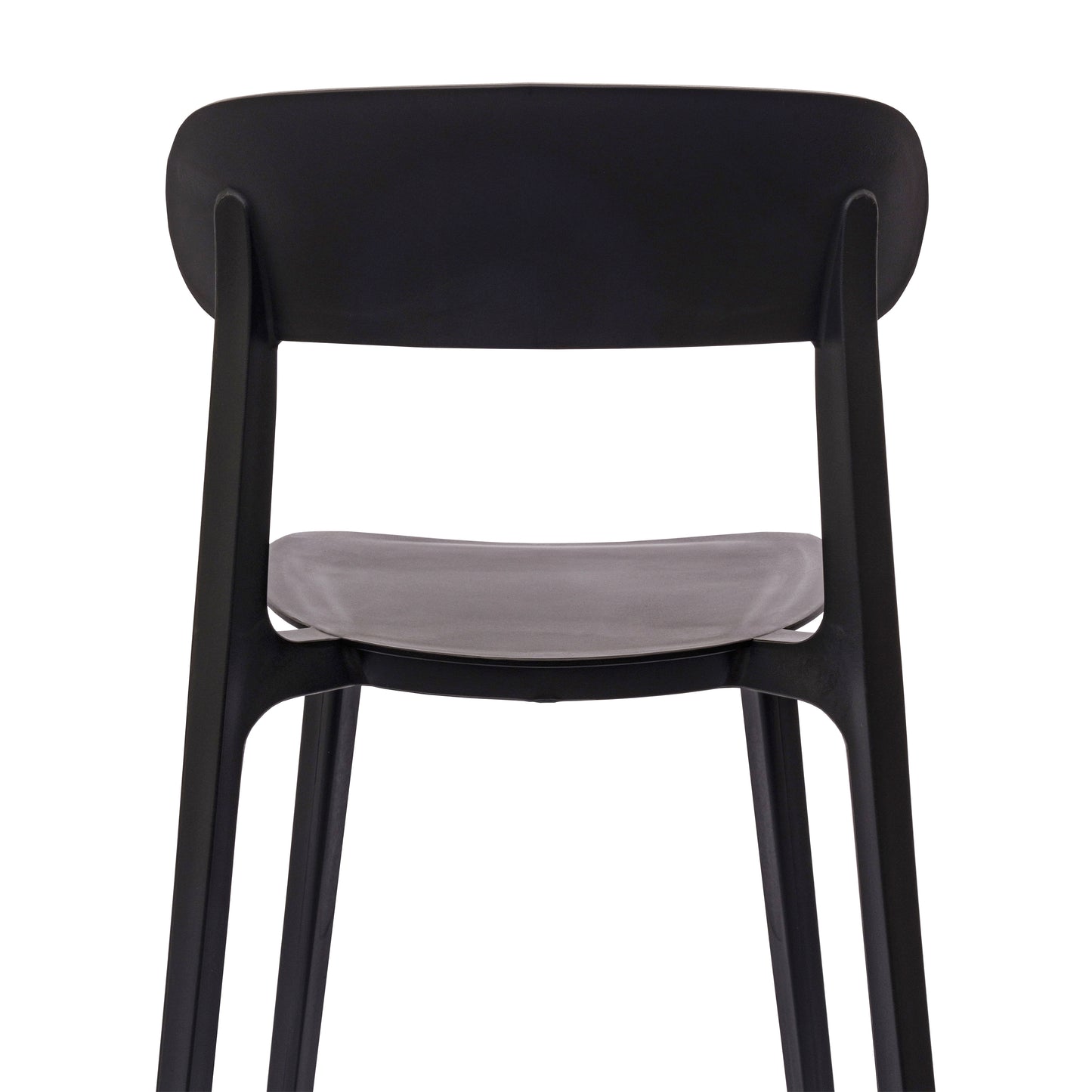 Dover Indoor-Outdoor Stacking Patio Chair with Curved Backrest, Commercial All-Weather Resin Chair in Black Black