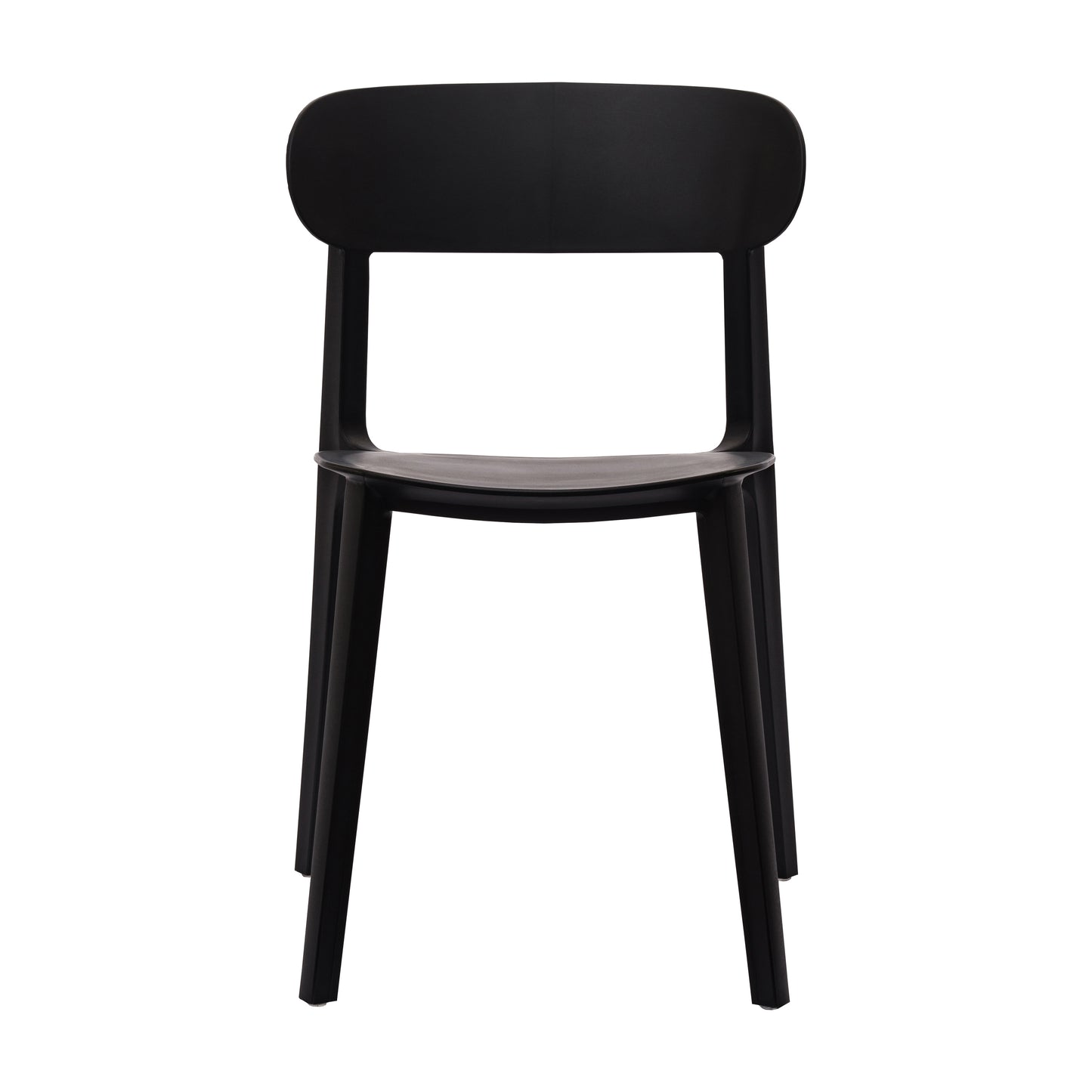 Dover Indoor-Outdoor Stacking Patio Chair with Curved Backrest, Commercial All-Weather Resin Chair in Black Black