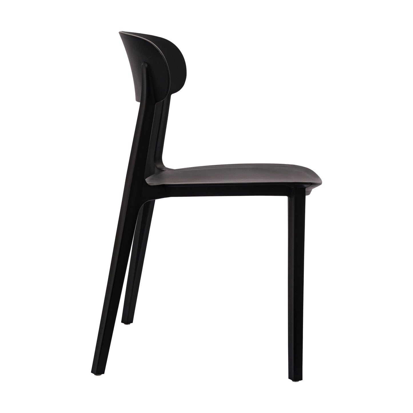 Dover Indoor-Outdoor Stacking Patio Chair with Curved Backrest, Commercial All-Weather Resin Chair in Black Black