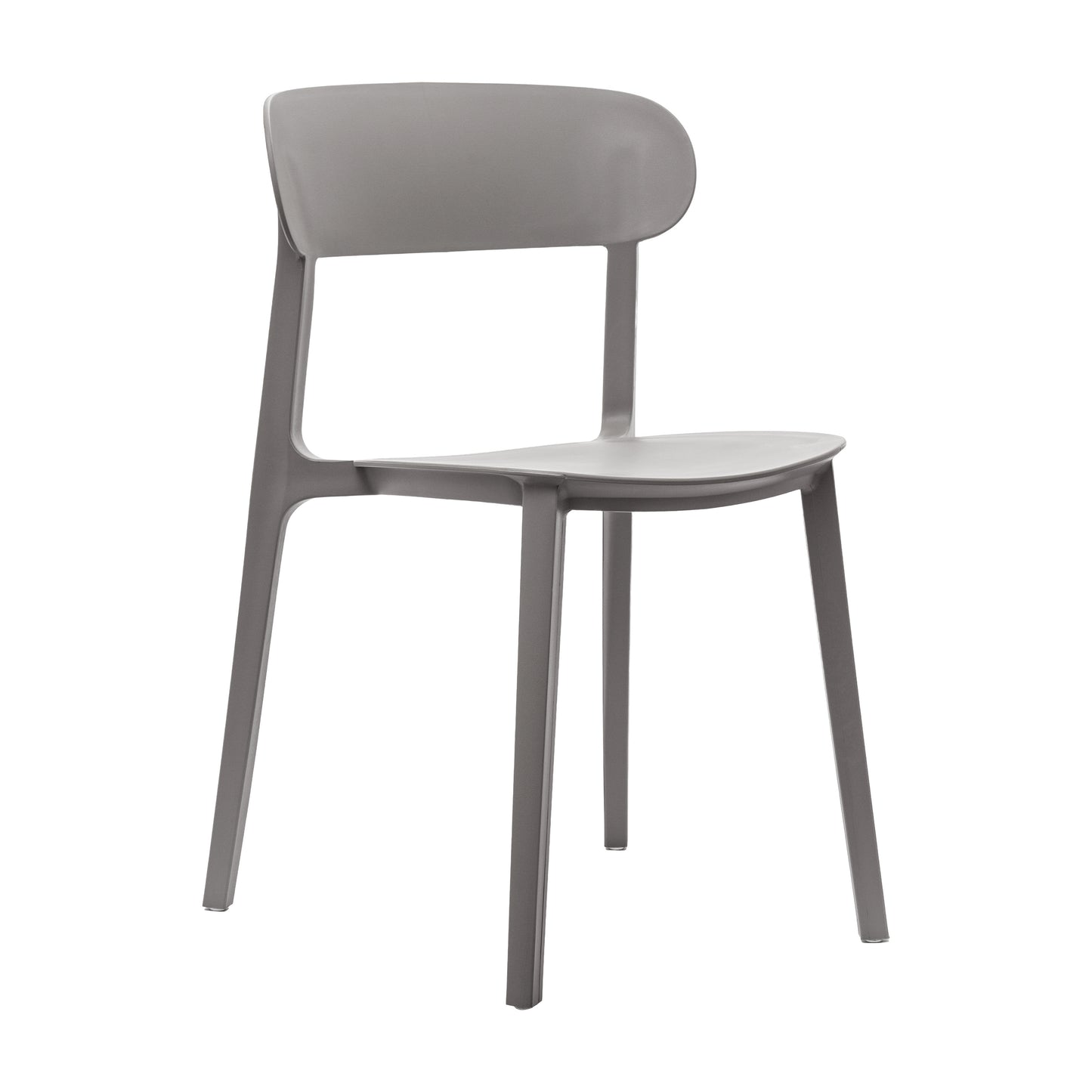 Dover Indoor-Outdoor Stacking Patio Chair with Curved Backrest, Commercial All-Weather Resin Chair in Gray Gray